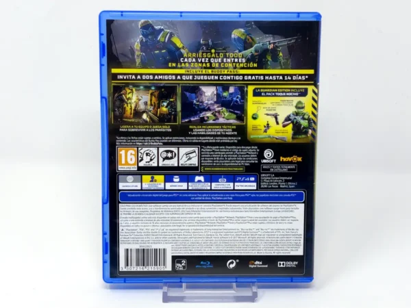 Parte trasera de Tom Clancy’s Rainbow Six Extraction (Guardian Edition) (ESP) para PlayStation 4, edición PAL España