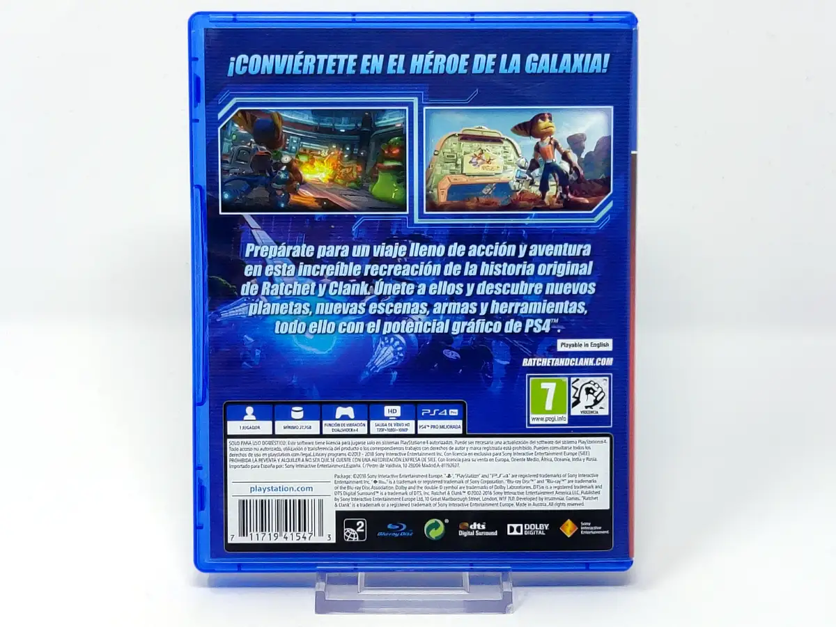 Parte trasera de Ratchet & Clank (ESP) (PS Hits) (v2) para PlayStation 4, edición PAL España