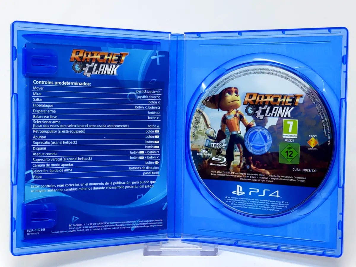Interior del juego Ratchet & Clank (ESP) (PS Hits) (v2) para PlayStation 4 con disco y manual