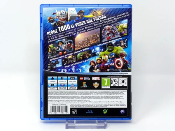 Parte trasera de LEGO Marvel Vengadores (ESP) para PlayStation 4, edición PAL España