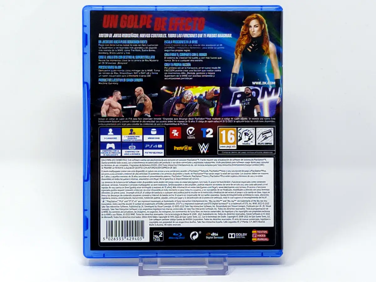 Parte trasera de WWE 2K22 (ESP) para PlayStation 4, edición PAL España