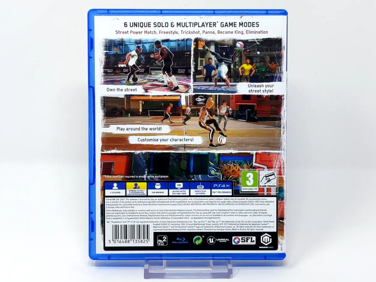 Parte trasera de Street Power Football (EUR) para PlayStation 4, edición PAL EUR