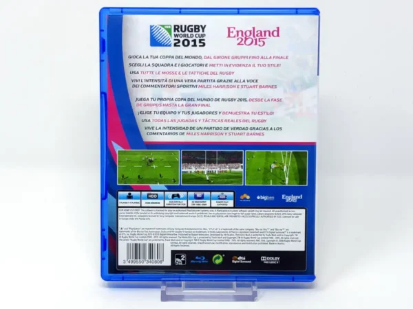 Parte trasera de Rugby World Cup 2015 (ESP) para PlayStation 4, edición PAL España