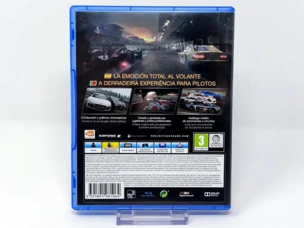 Parte trasera de Project CARS (ESP) para PlayStation 4, edición PAL España