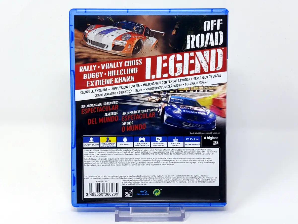 Parte trasera de V-Rally 4 (ESP) para PlayStation 4, edición PAL España