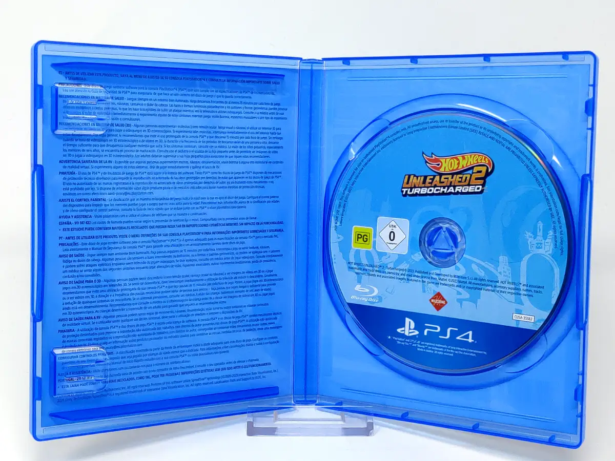 Interior del juego Hot Wheels: Unleashed 2 - Turbocharged (ESP) para PlayStation 4 con disco y manual