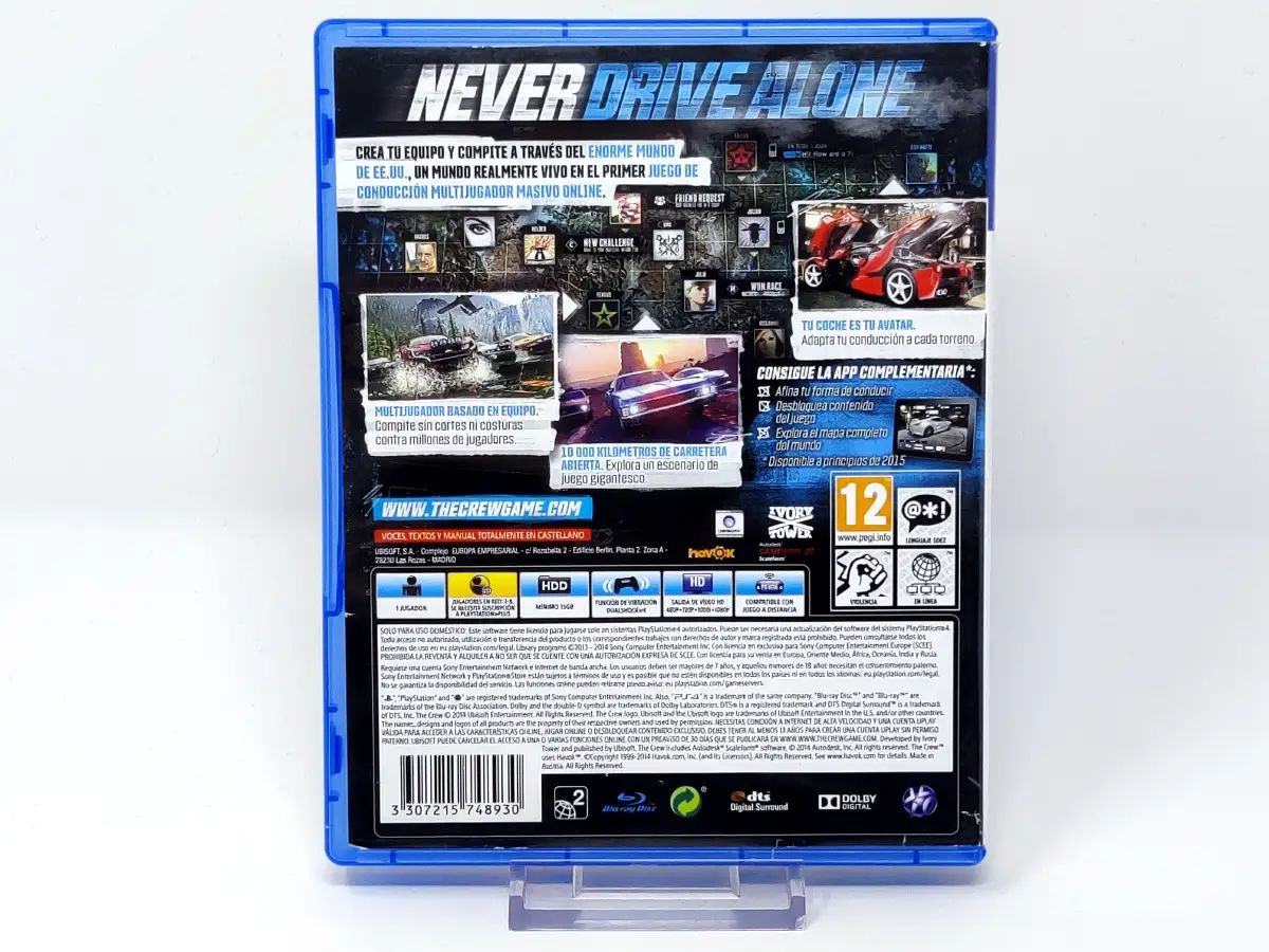 Parte trasera de The Crew (ESP) para PlayStation 4, edición PAL España