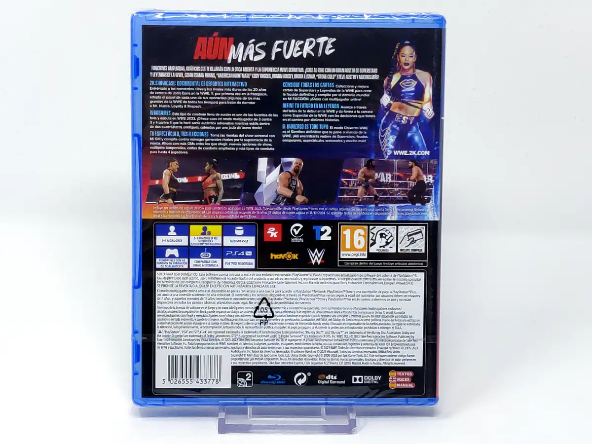 Parte trasera de WWE 2K23 (ESP) para PlayStation 4, edición PAL España