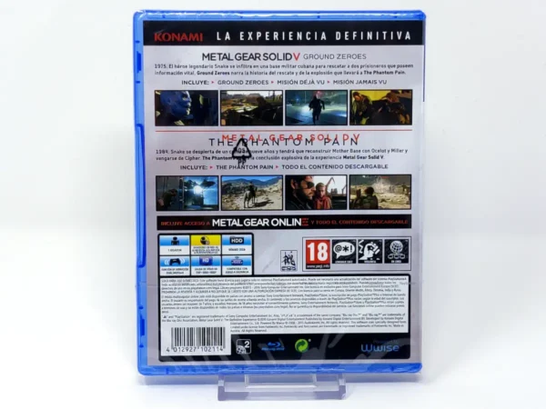 Parte trasera de Metal Gear Solid V: The Definitive Experience (ESP) (Precintado) para PlayStation 4, edición PAL España