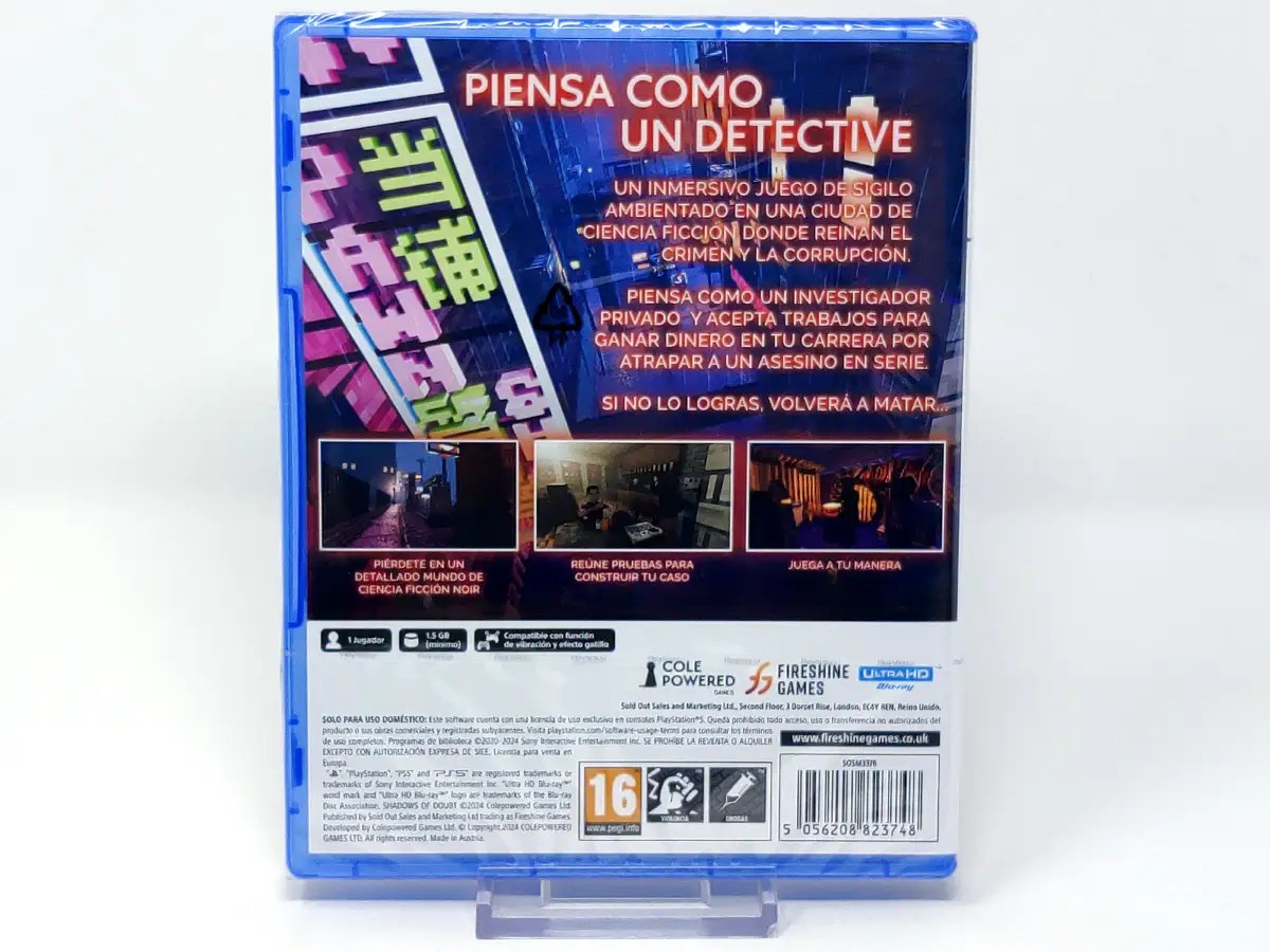 Parte trasera de Shadows of Doubt (ESP) (Precintado) para PlayStation 5, edición PAL España
