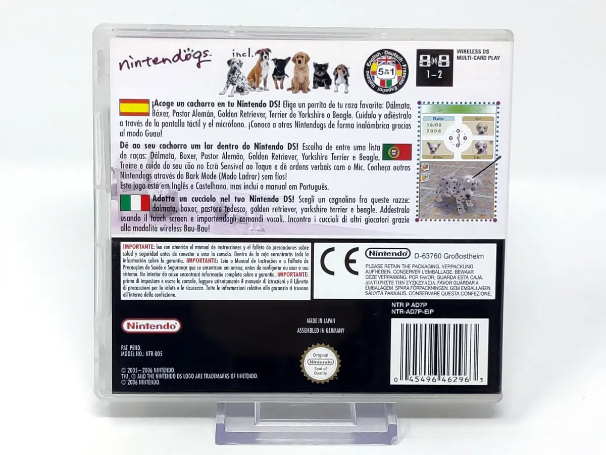 Parte trasera de Nintendogs: Dalmatian & Friends (ESP) para Nintendo DS, edición PAL España