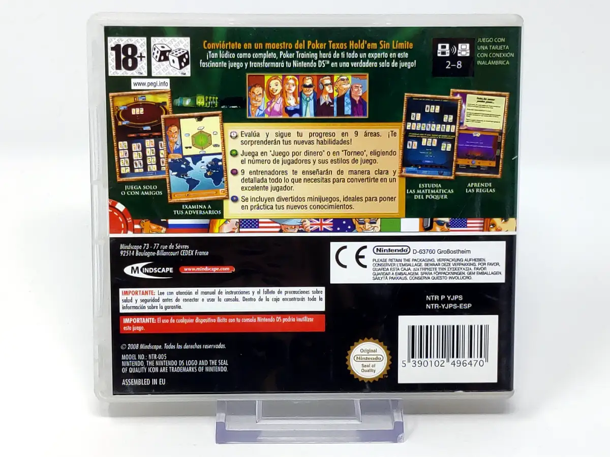 Parte trasera de Poker Training (ESP) para Nintendo DS, edición PAL España