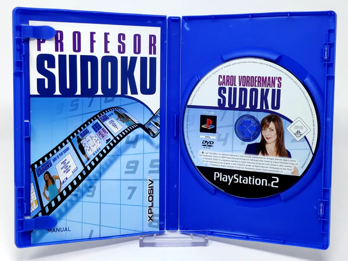 Interior del juego Profesor Sudoku (ESP) (v2) para PlayStation 2 con disco y manual