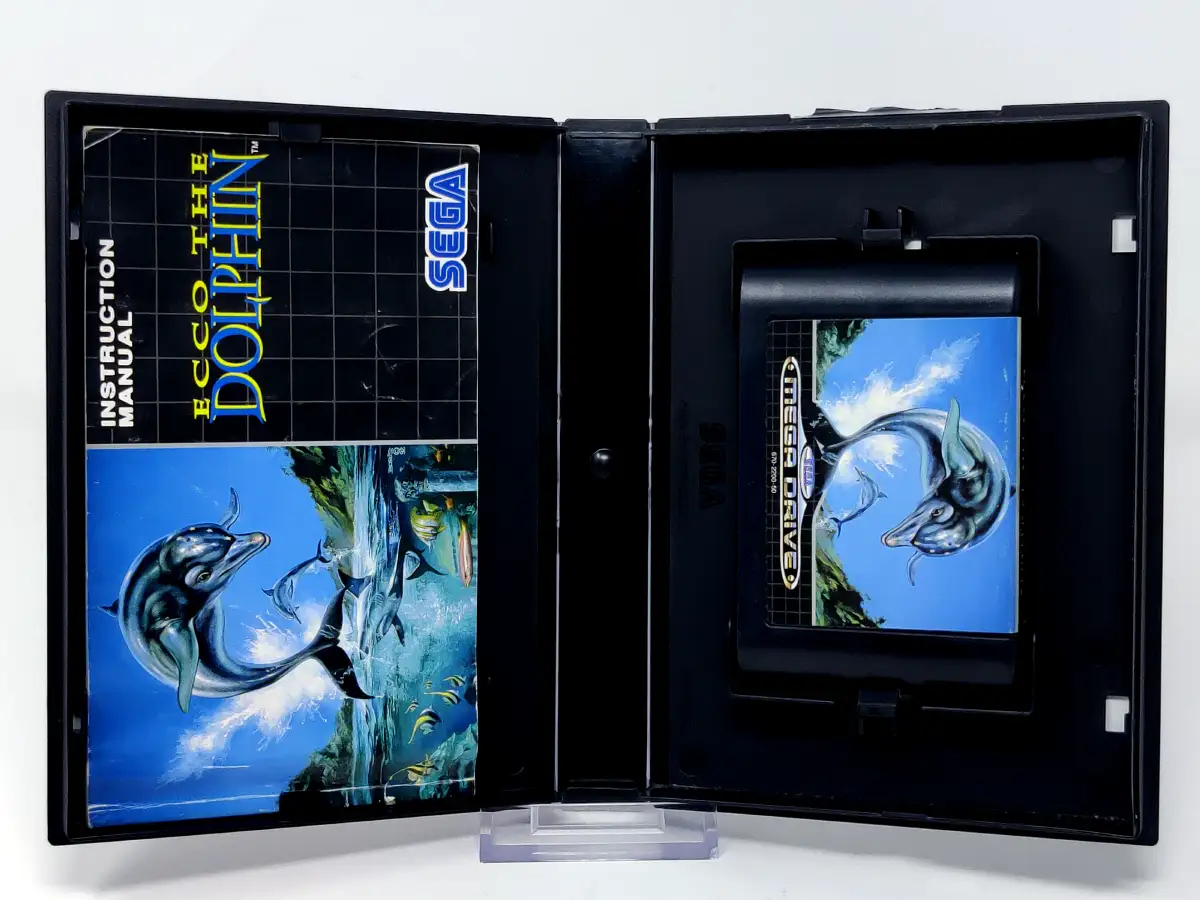 Lateral de la caja de Ecco the Dolphin (ESP) para Sega Mega Drive
