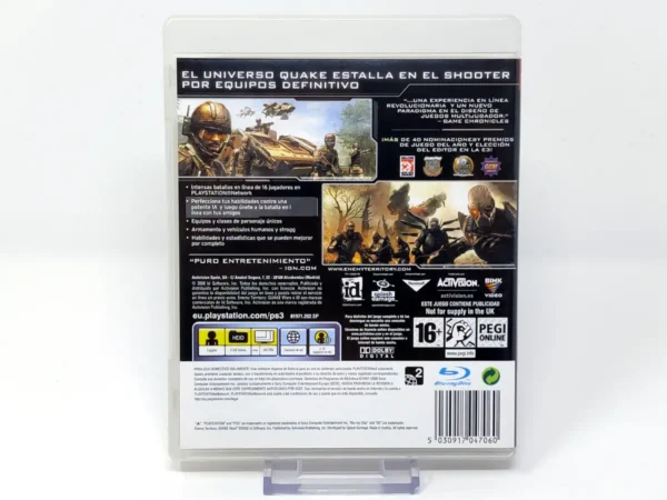 Parte trasera de Enemy Territory: Quake Wars (ESP) para PlayStation 3, edición PAL España