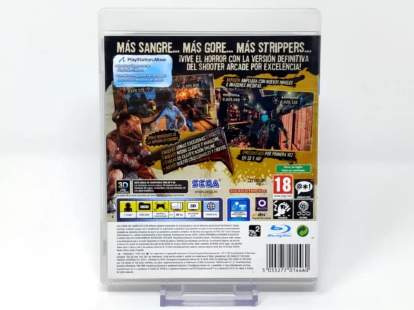 Parte trasera de The House of the Dead: Overkill: Extended Cut (ESP) (Con Gafas 3D) para PlayStation 3, edición PAL España