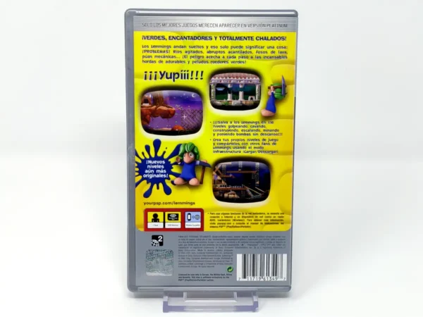 Parte trasera de Lemmings (ESP) (Platinum) para PSP, edición PAL España