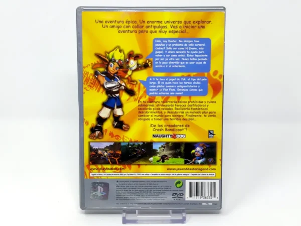 Parte trasera de Jak and Daxter: El Legado de los Precursores (ESP) (Platinum) para PlayStation 2, edición PAL España