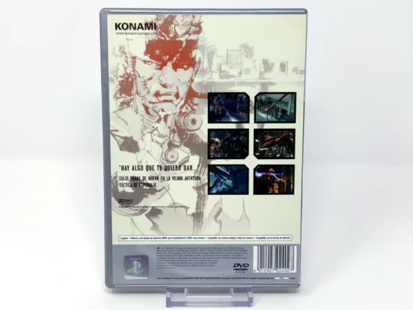 Parte trasera de Metal Gear Solid 2: Sons of Liberty (ESP) (Platinum) para PlayStation 2, edición PAL España