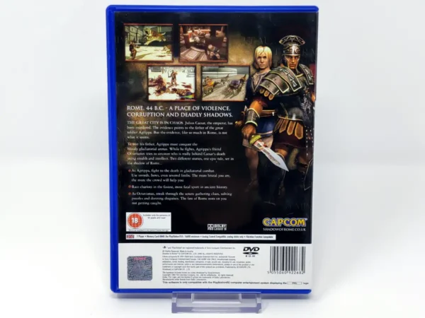 Parte trasera de Shadow of Rome (UK) para PlayStation 2, edición PAL UK