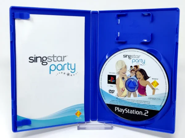 Interior del juego SingStar Party (ESP) (v2) para PlayStation 2 con disco y manual