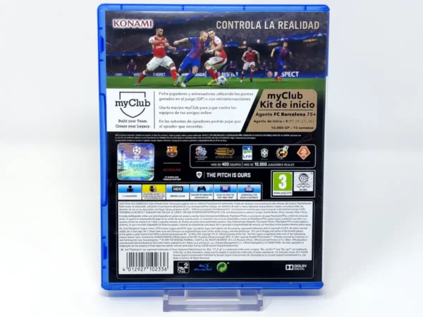 Parte trasera de Pro Evolution Soccer 2017 (ESP) para PlayStation 4, edición PAL España