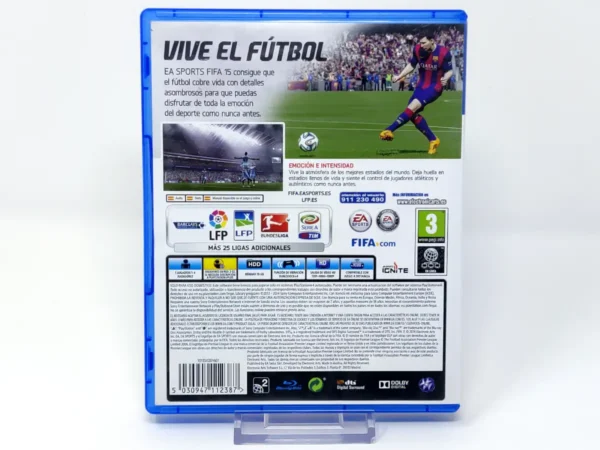 Parte trasera de FIFA 15 (ESP) para PlayStation 4, edición PAL España