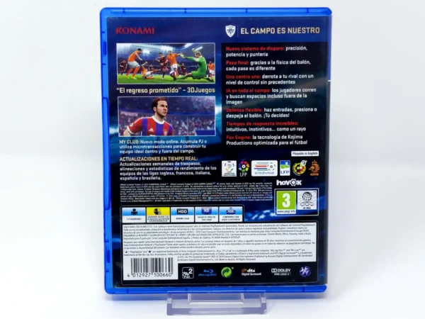 Parte trasera de PES 2015: Pro Evolution Soccer (Edición Day One) (ESP) para PlayStation 4, edición PAL España