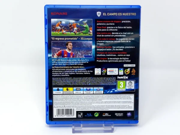Parte trasera de PES 2015: Pro Evolution Soccer (ESP) para PlayStation 4, edición PAL España