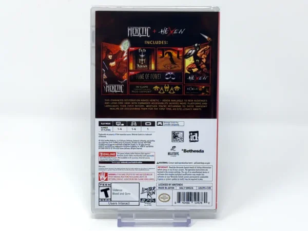 Parte trasera de Heretic + Hexen (USA) (Limited Run) (Precintado) para Nintendo Switch, edición NTSC USA