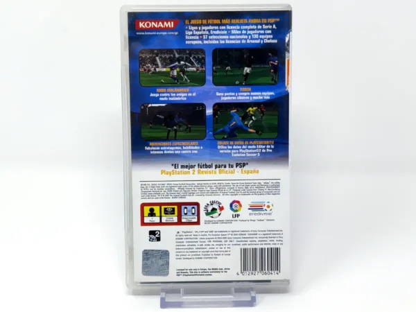 Parte trasera de Pro Evolution Soccer 5 (ESP) para PSP, edición PAL España