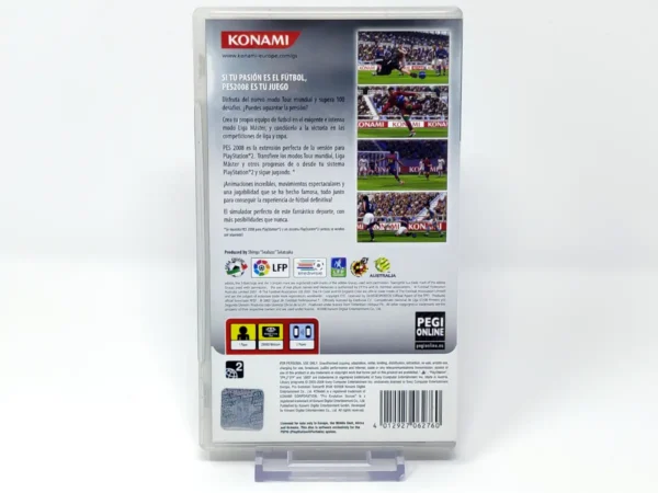 Parte trasera de PES 2008: Pro Evolution Soccer (ESP) para PSP, edición PAL España