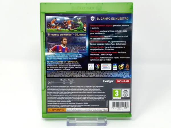 Parte trasera de PES 2015: Pro Evolution Soccer (Edición Day One) (ESP) para XBOX One / Series X/S, edición PAL España