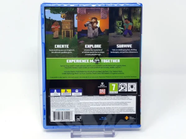 Parte trasera de Minecraft: Starter Collection (EUR) (Precintado) para PlayStation 4, edición PAL EUR