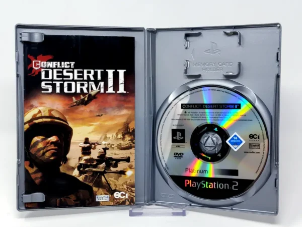 Interior del juego Conflict: Desert Storm II (ESP) para PlayStation 2 con disco y manual