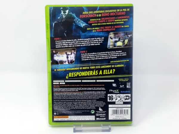 Parte trasera de Watchmen: El Fin Está Cerca: Partes 1 y 2 (ESP) para XBOX 360, edición PAL España