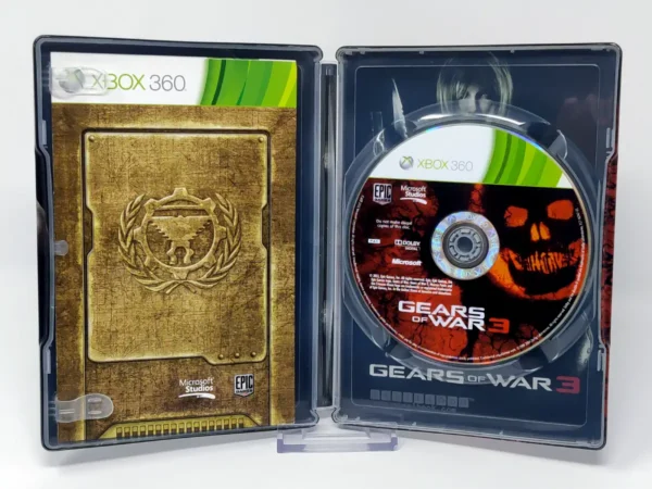 Interior del juego Gears of War 3 (ESP) (Steelbook) para XBOX 360 con disco y manual