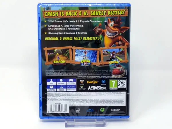Parte trasera de Crash Bandicoot N. Sane Trilogy (EUR) (Precintado) para PlayStation 4, edición PAL EUR