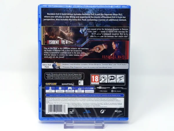 Parte trasera de Resident Evil 4 (Gold Edition) (EUR) (v2) (Precintado) para PlayStation 4, edición PAL EUR