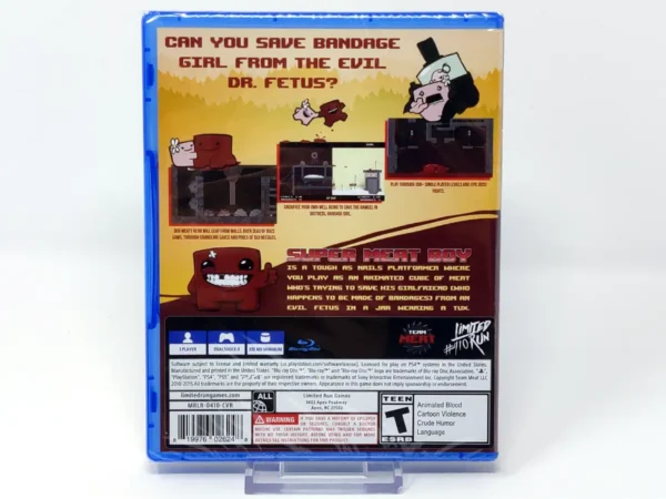 Parte trasera de Super Meat Boy (USA) (Limited Run) (Precintado) para PlayStation 4, edición NTSC USA