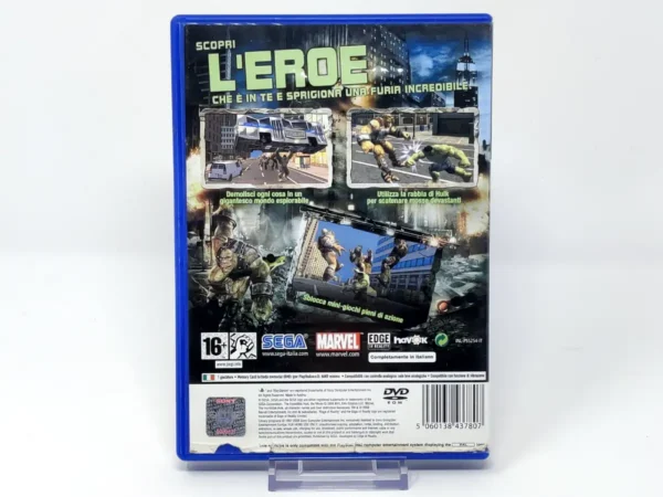Parte trasera de L'incredibile Hulk: Il Videogioco Ufficiale (ITA) (Rebajado) para PlayStation 2, edición PAL Italia