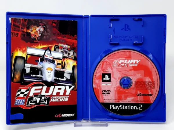 Interior del juego CART Fury: Championship Racing (FRA) para PlayStation 2 con disco y manual