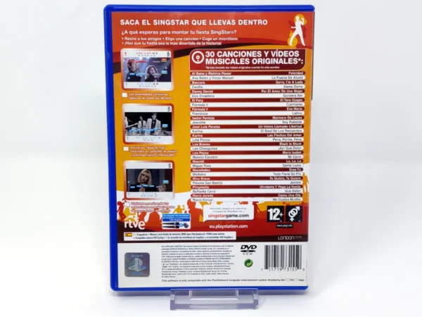 Parte trasera de SingStar Clásicos (ESP) para PlayStation 2, edición PAL España