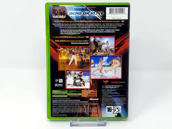 Parte trasera de Dead or Alive Ultimate (UK) para XBOX, edición PAL UK