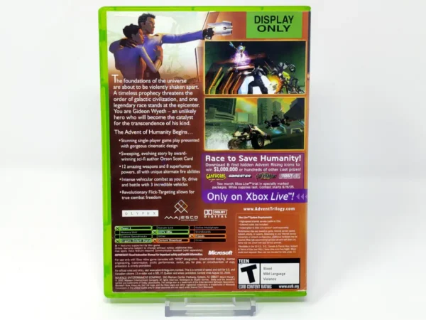 Parte trasera de Advent Rising (USA) (Rebajado) para XBOX, edición NTSC USA