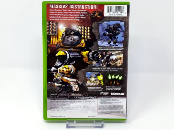 Parte trasera de MechAssault (UK) para XBOX, edición PAL UK