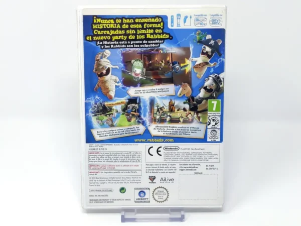 Parte trasera de Raving Rabbids: Regreso al Pasado (ESP) para Nintendo Wii, edición PAL España