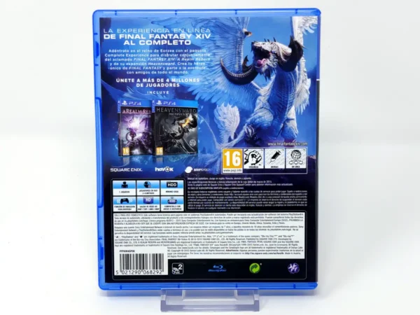 Parte trasera de Final Fantasy XIV Online (The Complete Experience) (ESP) para PlayStation 4, edición PAL España