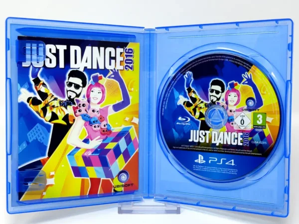 Interior del juego Just Dance 2016 (ESP) para PlayStation 4 con disco y manual