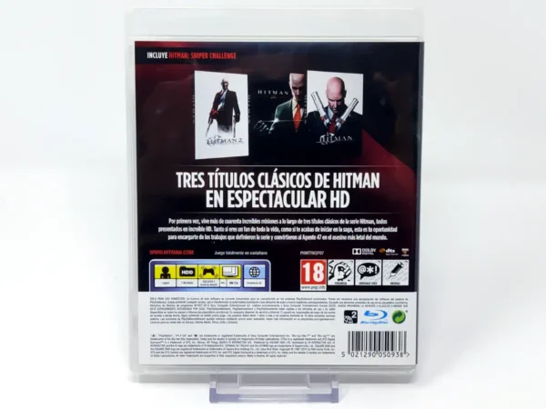 Parte trasera de Hitman HD Trilogy (ESP) para PlayStation 3, edición PAL España